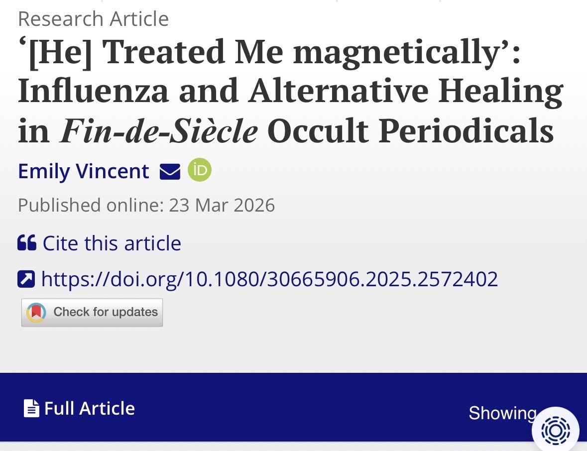 Emily__Vincent's tweet photo. Exciting! 🎉My latest article is now live in ‘Advances in Nineteenth-Century Research’ @INCSA_19thC. You can read all about influenza epidemics, alternative healing, and occult periodicals in the late 19C as part of the @MEDEP_CHANSE @EUCHANSE project: https://t.co/be6ZNlGoRB https://t.co/2Z3y32QbGA