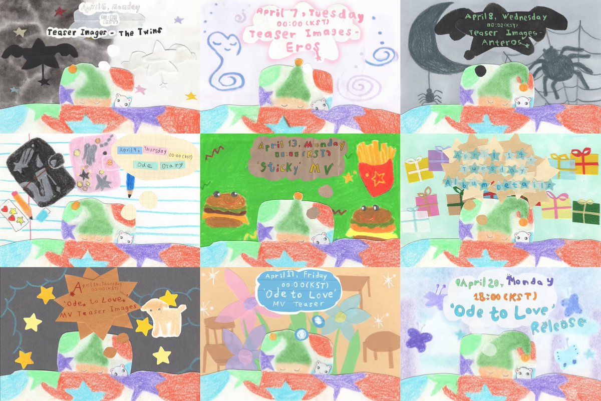 ยอมใจมากกกกกอะ schedule รอบนี้มาเป็นแบบ stop motion ที่เห็นเลยว่างานวาดระบายสีด้วยมือคนจิง ๆ 😭😭😭 ชั้นรักทีมวิชมาก ๆๆๆ คือตื่นเต้นทุกคัมเลยว่าเขาจะเอาอ้าตติสคนไหนมาร่วมทำงาน คือได้รู้จักศิลปินดี ๆ เพิ่มเยอะมากจากการตามน้องวิช มีทั้งคนทำ 3d คนปั้นตุ๊กตา วาดรูป บลาๆๆๆๆ