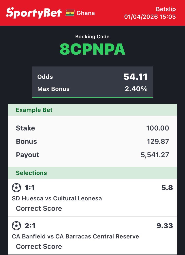 ceobesttips's tweet image. 2/2 CORRECT SCORE 🍀🍀🍀

Odds: 54+ 🎉🎉🎉

FIRST SINGLE &amp;amp; COMBINE 

GOOD LUCK 🍀

#54Odds #foryou