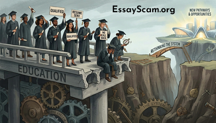 EssayScam's tweet photo. Educated but Unemployed: Rethinking the System That Leaves Graduates Behind (research paper example) - https://t.co/vk8VAdl7yz https://t.co/5AbBgU8osW