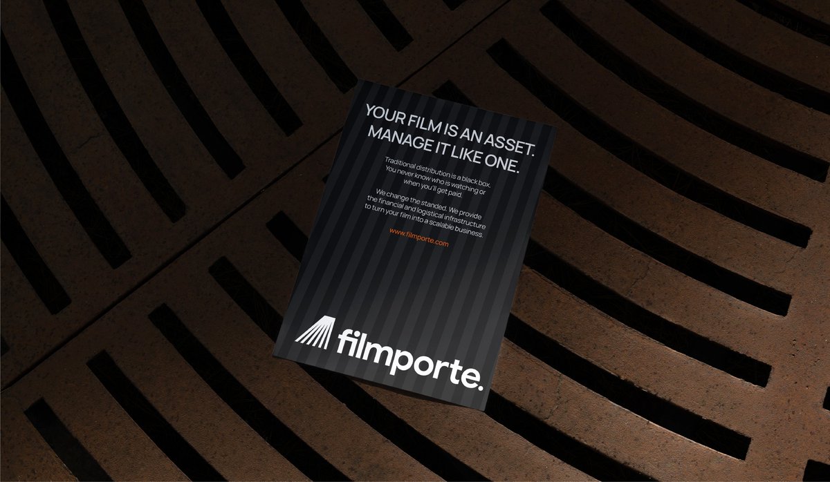 Look closely at this logo. Can you see both the clapperboard and the runway?
Filmporte exists at the intersection of two worlds, the art of making films and the business of moving them globally. The logo lives there too.