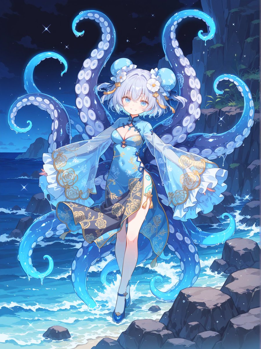 STISKN_'s tweet photo. #AIイラスト #AIart 
異世界の深海から来たチャイナ服姿のスキュラ娘を作ってみました https://t.co/wIjUESzW0b