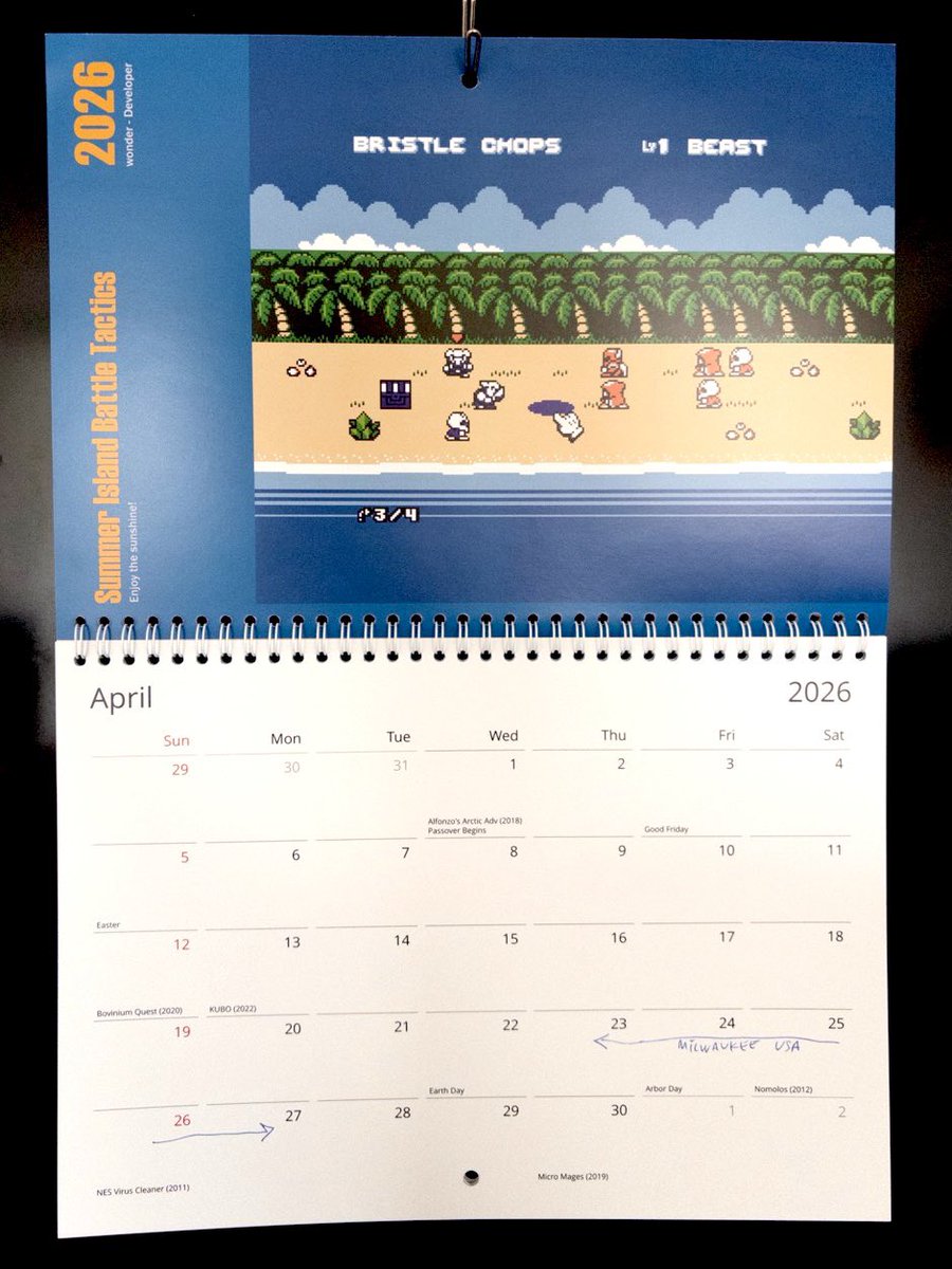 dale_coop's tweet image. April already… and no, this isn’t a joke!
This month, the NES homebrew calendar takes us to the sun with Summer Island Battle Tactics by @ninjadynamics 🌴

#NES #homebrew #nesdev #indieNES #indiegames #gamedev