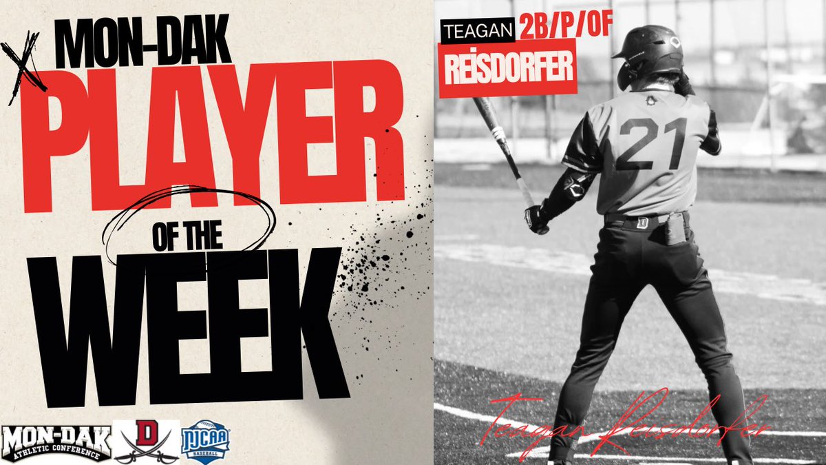 DCCBucsBaseball's tweet photo. Congrats to freshman Teagan Reisdorfer for winning Mon-Dak offensive player of the week https://t.co/ufpCPNp1fG