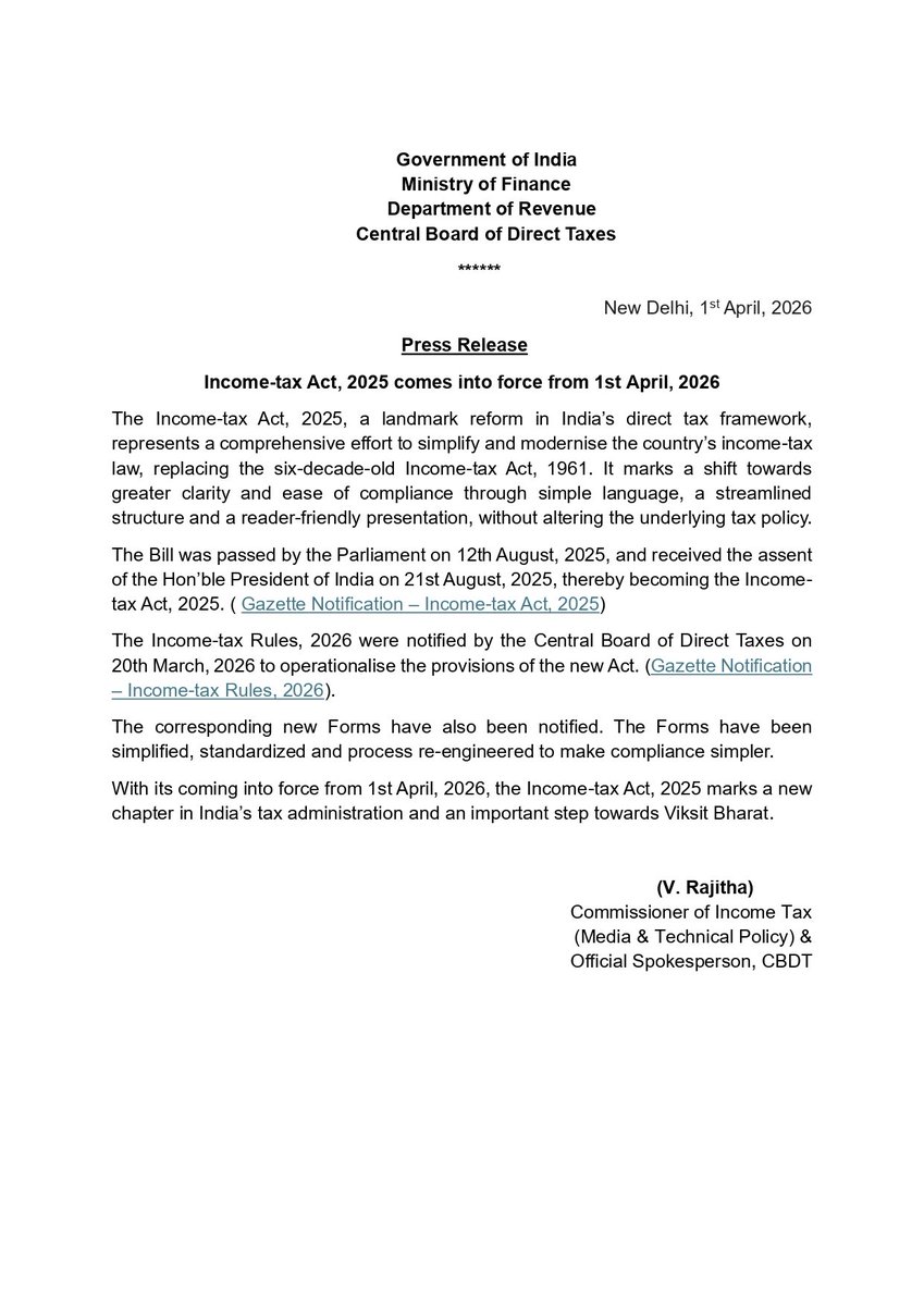 cagauravbgs's tweet photo. From 1 April 2026, the Income-tax Act, 2025 comes into force, ushering in a simpler, clearer and more reader-friendly direct tax framework. https://t.co/7mDFe7lgow