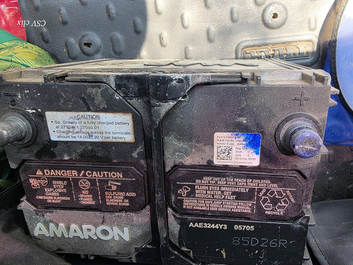 getCSV's tweet photo. @amaronofficial @Mahindra_Thar @anandmahindra I am so sorry to write this post. My Roxx is hardly 15 months old and the Amaron battery is dead. It is a repeat scene of what happened last year and Amaron took the battery for 2 days for their clinical observation. https://t.co/i6rdXNy9sc