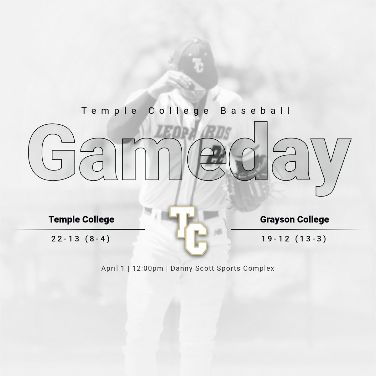 TC_Leopards's tweet photo. GAMEDAY!
📍Danny Scott Sports Complex | Temple, TX
⏱12:00pm & 2:30pm
🆚 @GraysonBaseball
📊 @GCsports
📺 @PlaySight |🎙️@HeresTony2
#LetsGoLeps #TCbaseball https://t.co/h6pJg9klOh
