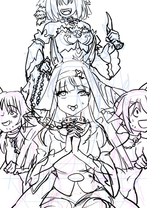 "今晚誰對不起優衣第四季 懺悔的三獸士" 新刊封面草稿打好了!! 剛剛臨時起意畫的 台灣還在4月1日 所以大家愚人節快樂 沒有真的要畫啦 那有同一個梗可以32P畫四本的 真的沒有要畫啦 你們真的以為我有藥 吃了就畫得出來喔 真的沒有要畫啦... プリンセスコネクト プリコネ