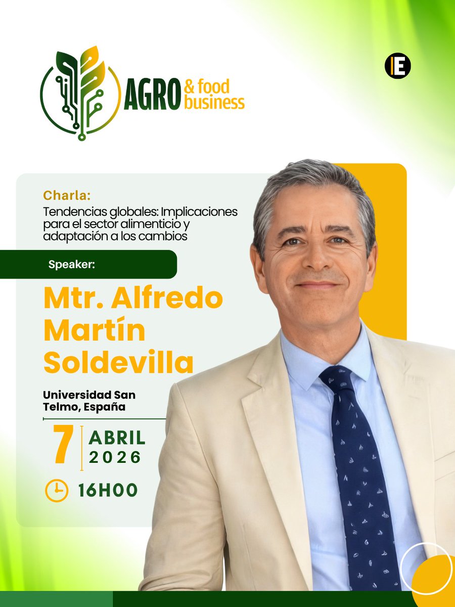 revistavistazo's tweet photo. 🌍 ¡Una mirada global a la industria de alimentos! 🇪🇸🥣✨

Las tendencias globales influyen en la evolución del sector de alimentación y plantean nuevos escenarios para la toma de decisiones. 🗺️🤔 En su charla magistral, el Mtr. Alfredo Martín Soldevilla, docente de la Universidad San Telmo (España) y CEO de GO4U International 💼📈, analizará cómo estos cambios impactan en la industria en un entorno dinámico y en constante transformación. 🚀🔄

¡No te quedes fuera de esta visión experta! 🗣️🎓
Regístrate aquí 👉🏻 https://t.co/4plBfKtpIT y asiste al Summit Agro & Food Business. ✨📲

#Enfoque #Agroindustria #Summit2026 #TendenciasGlobales #España #Ecuador #Negocios