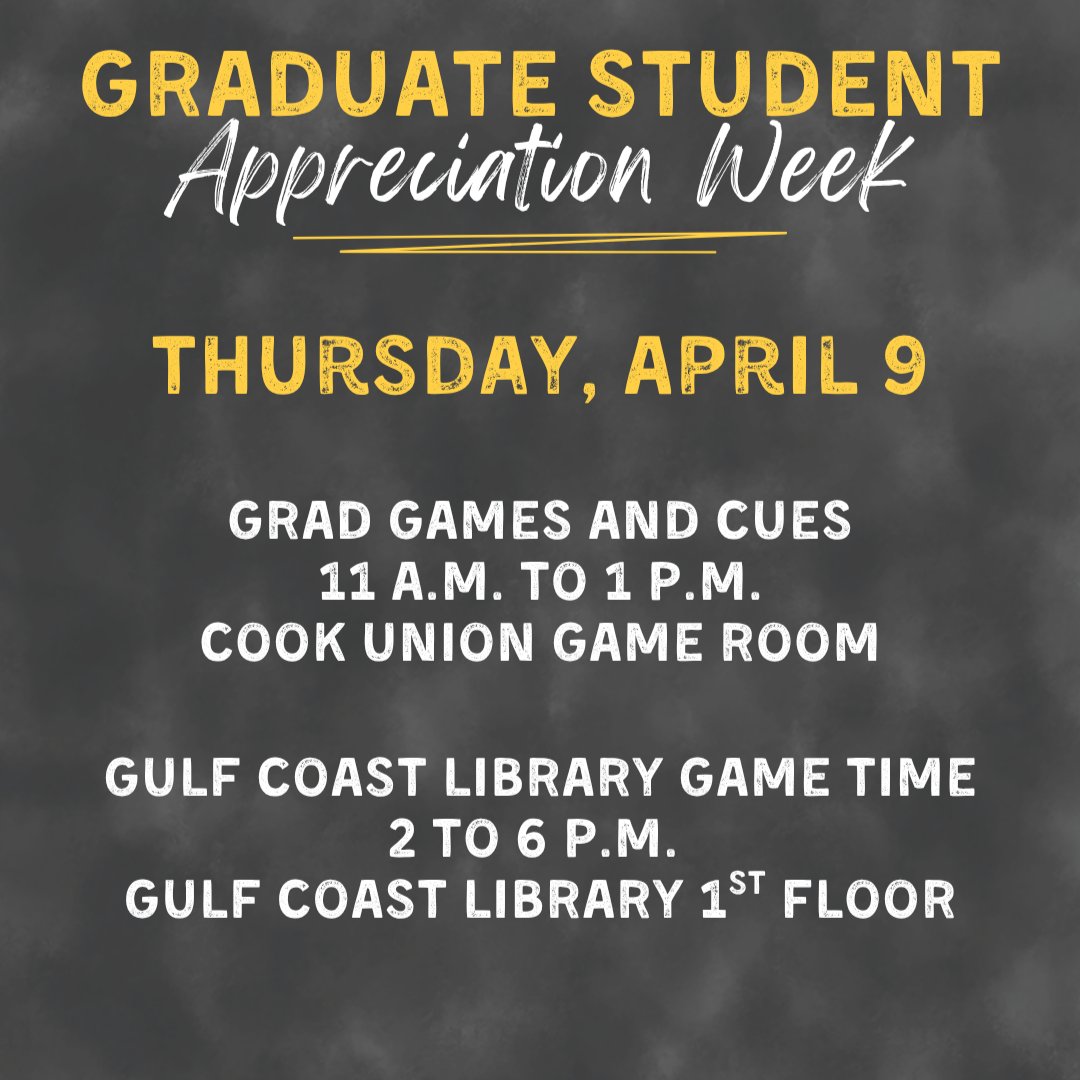 USM_GradSchool's tweet photo. Day 4 of Events for our Graduate Student Appreciation Week!

#usmgraduateschool #southernmissgraduateschool #smttt 🦅 https://t.co/I88DjumtrC