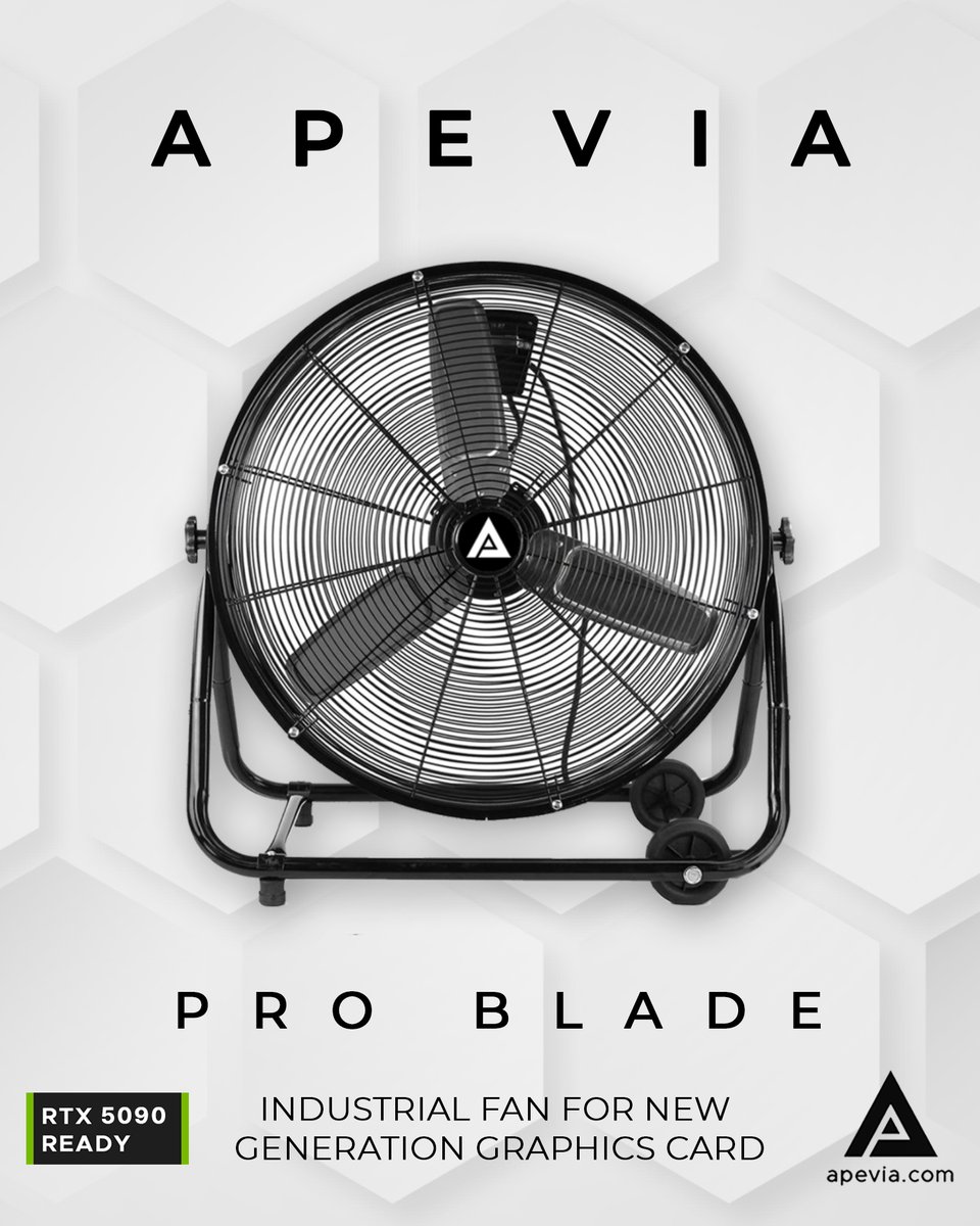 ApeviaCorp's tweet photo. THE WAIT IS FINALLY OVER 🚨
Announcing our most powerful cooling solution yet:
The Apevia Pro Blade 600mm Industrial Fan
360 tilt capability, 4 speed modes, Up to 8800 CFM
Your GPU will never sweat again!
Now available on Amazon
#apevia #pcgaming #buildapc https://t.co/anZybTtQOK