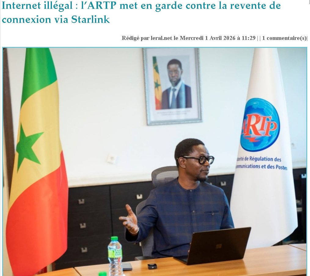 zeinabou872's tweet photo. 📌#Starlink apporte Internet aux populations mal desservies, mais #ARTP le qualifie d’« illégal ». Lorsque la réglementation évolue + lentement que la technologie, qui en pâtit réellement ? Les personnes qui ont enfin accès à Internet. Qu’en pensez-vous ? @madicke4nd
@Yeungeul_ https://t.co/EE2XjR7yrc