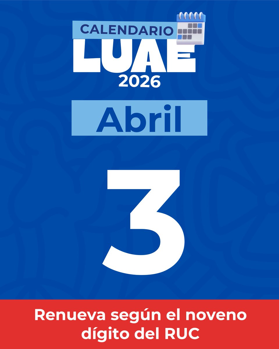🛡️ #LUAE2026 | No olvides realizar la renovación de tu LUAE si el noveno dígito del RUC es 3⃣. 
🧑‍💻Ingresa a servicios.quito.gob.ec/luae 
🚨Recuerda que este trámite es gratuito y no requiere de intermediarios.

#QuitoRenace
