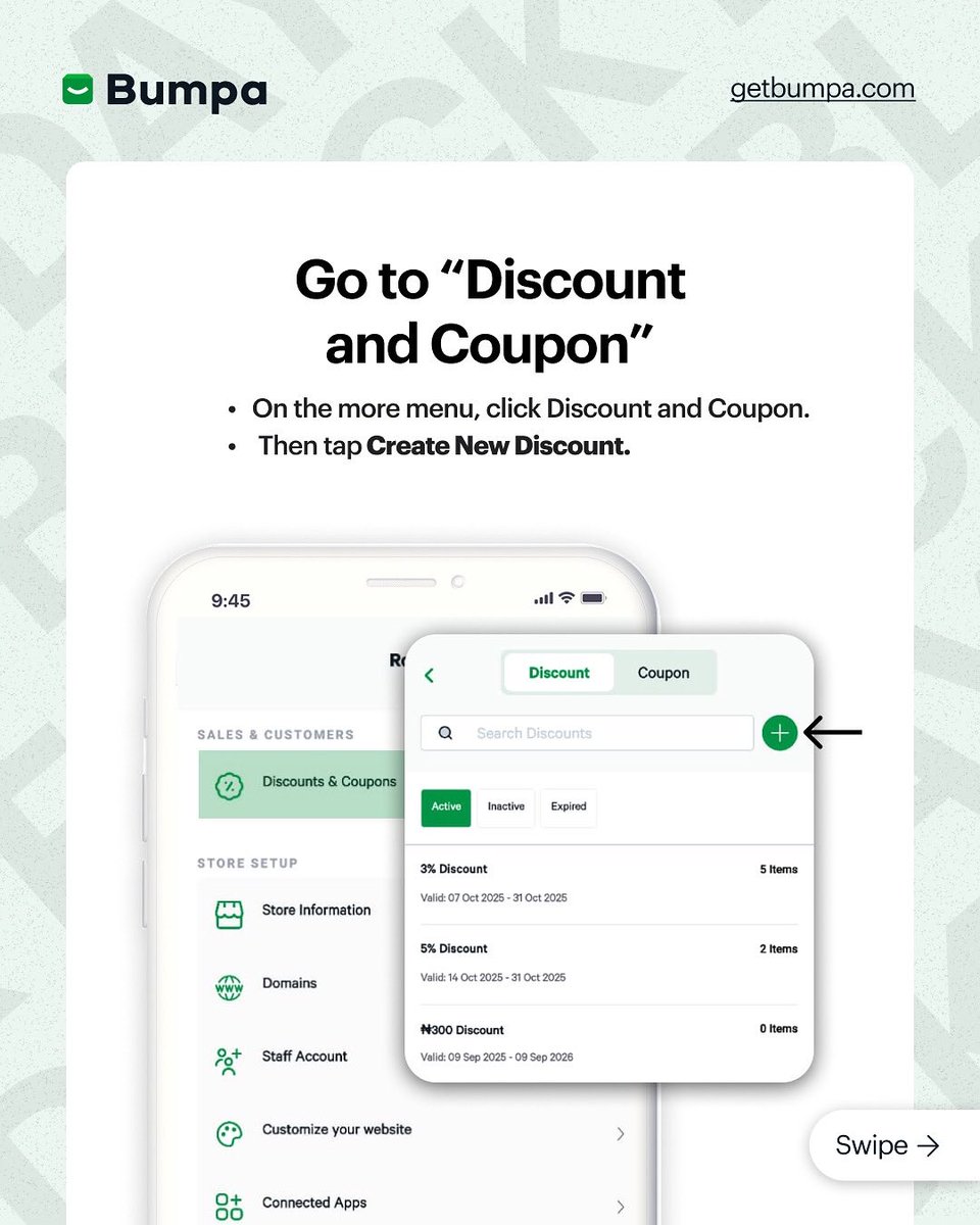 getBumpa's tweet photo. With Discounts on the Bumpa app, you can set automatic price reductions that shore clearly on your website.

Why does this matter?
- Your customers see the price slash immediately 
- You stay in full control of your profit margin
- Makes your brand look professional and trusted https://t.co/kGJFmshq3o