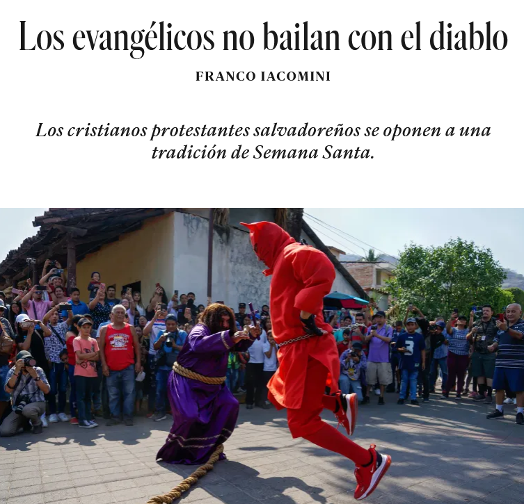 La mañana después del Domingo de Ramos, figuras vestidas de rojo entran en la plaza principal de Texistepeque, en El Salvador. Hombres disfrazados de demonios azotan a la gente en las calles, mientras Jesús les opone resistencia, cruz en mano.
👉 chrst.today/4bM0C7J