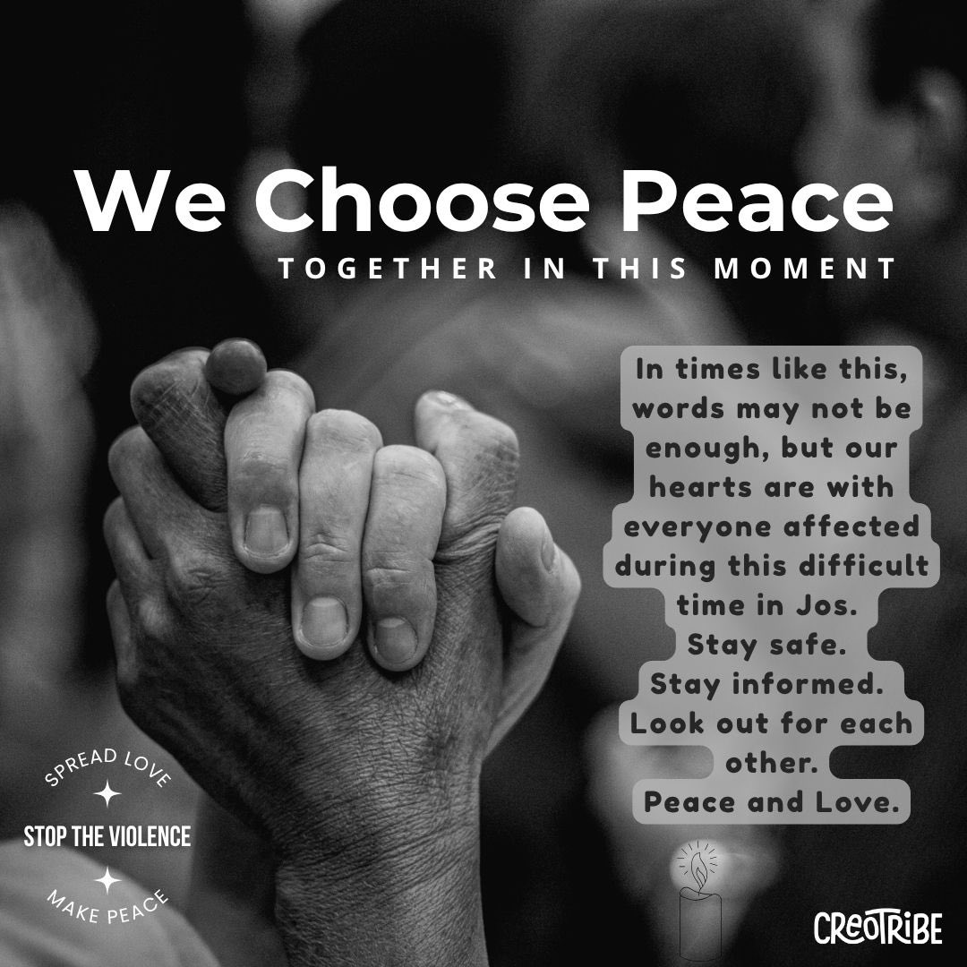 thecreotribe's tweet photo. Jos is hurting.

In moments like this, words never feel enough. Our hearts are with everyone affected during this difficult time.
We urge you to stay safe, stay informed, and look out for each other.

CreoTribe stands for peace. Always.
#PrayForJos #JosStaySafe #CreoTribe #Peace https://t.co/rJ2EzES1Ke