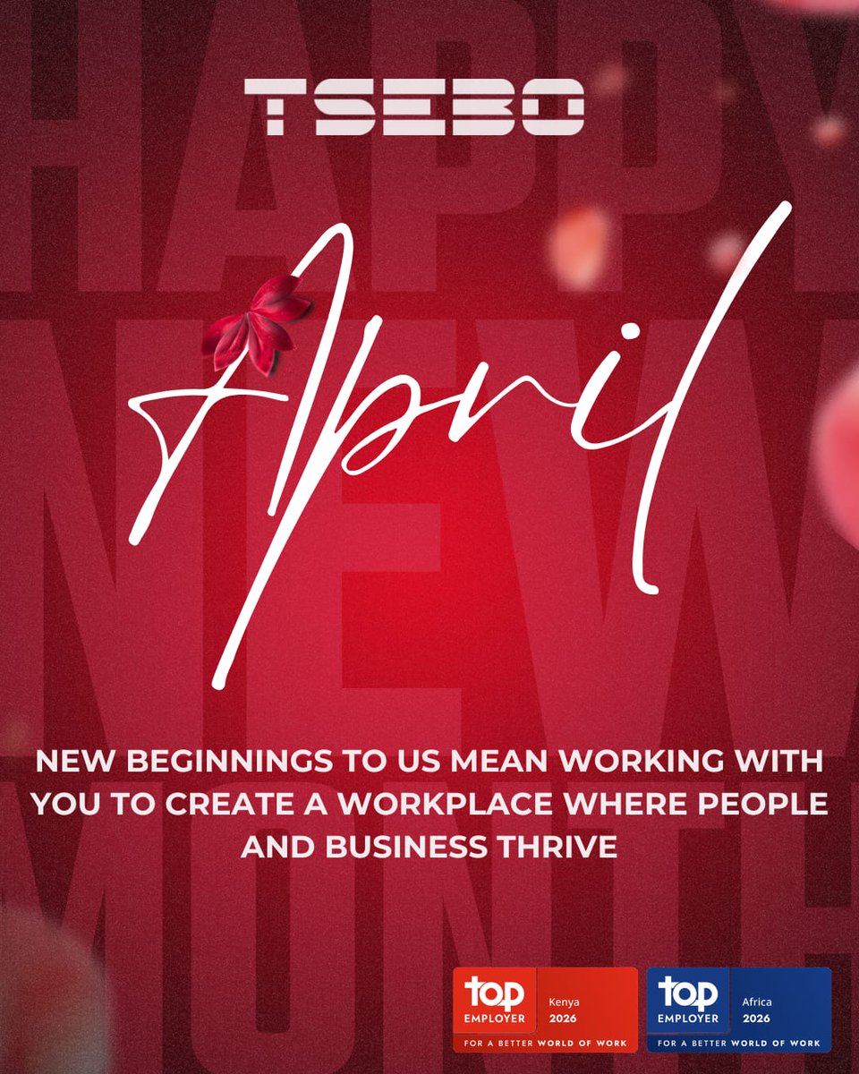 KenyaTsebo's tweet image. Happy New Month!

New beginnings for us mean partnering with you to create workplaces where people and businesses thrive, while ensuring safer, more productive environments.

Click: tsebokenya.co.ke
Write to: Infoke@tsebo.com
 254 115 288 707

#WorkplaceExcellence