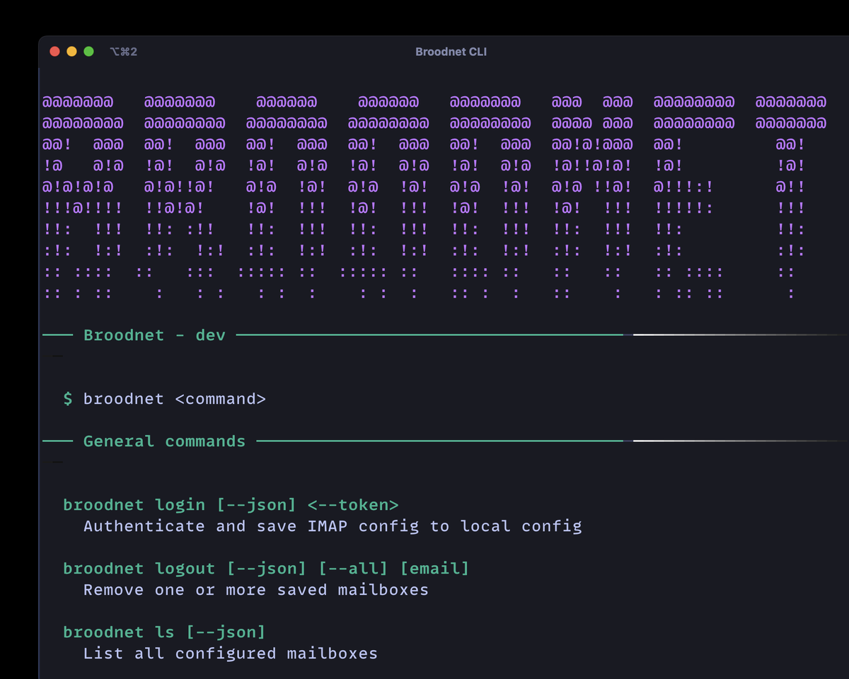 The <a href="/broodnet/">Broodnet</a> CLI is looking pretty dope. The team cooked with this one. 

One command to install: npm install -g @broodnet/cli

And another to run locally. Give your AI agents their own email address. 🤖

If you're using openclaw, tinyclaw, whoknowsclaw, give it a go.