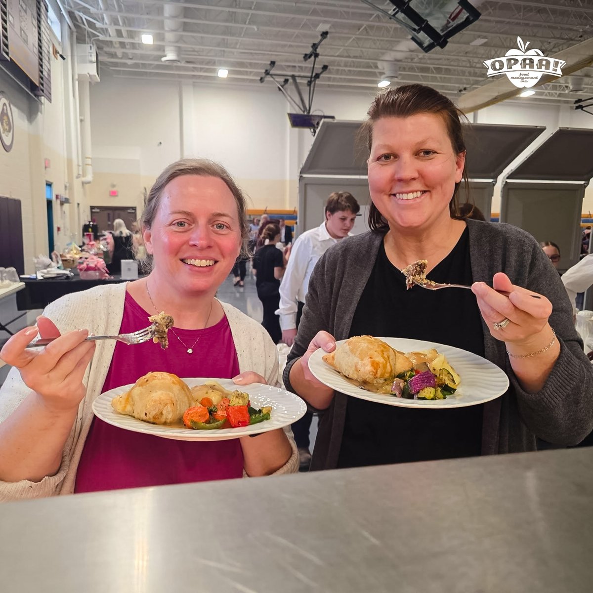 Dinner theater catering! 🧑‍🍳 Our Valmeyer team worked hard to make it all happen. Thank you Chef Rick for planning an amazing menu, Kristen for helping peel 120 lbs of potatoes, Sam for coming from Tri-City to help, and KM Karen Dickerson for all that she does! #maketheirday