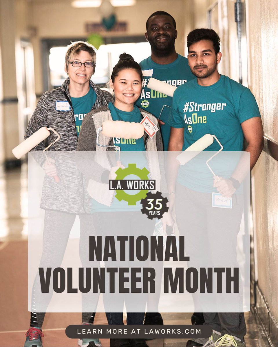 LAWorksNow's tweet image. It’s National Volunteer Month 💚 Your time makes a real difference, and our volunteers power everything we do. Ready to give back? Explore opportunities: buff.ly/FHfvrh8

#NationalVolunteerMonth #GetInvolved #Volunteer