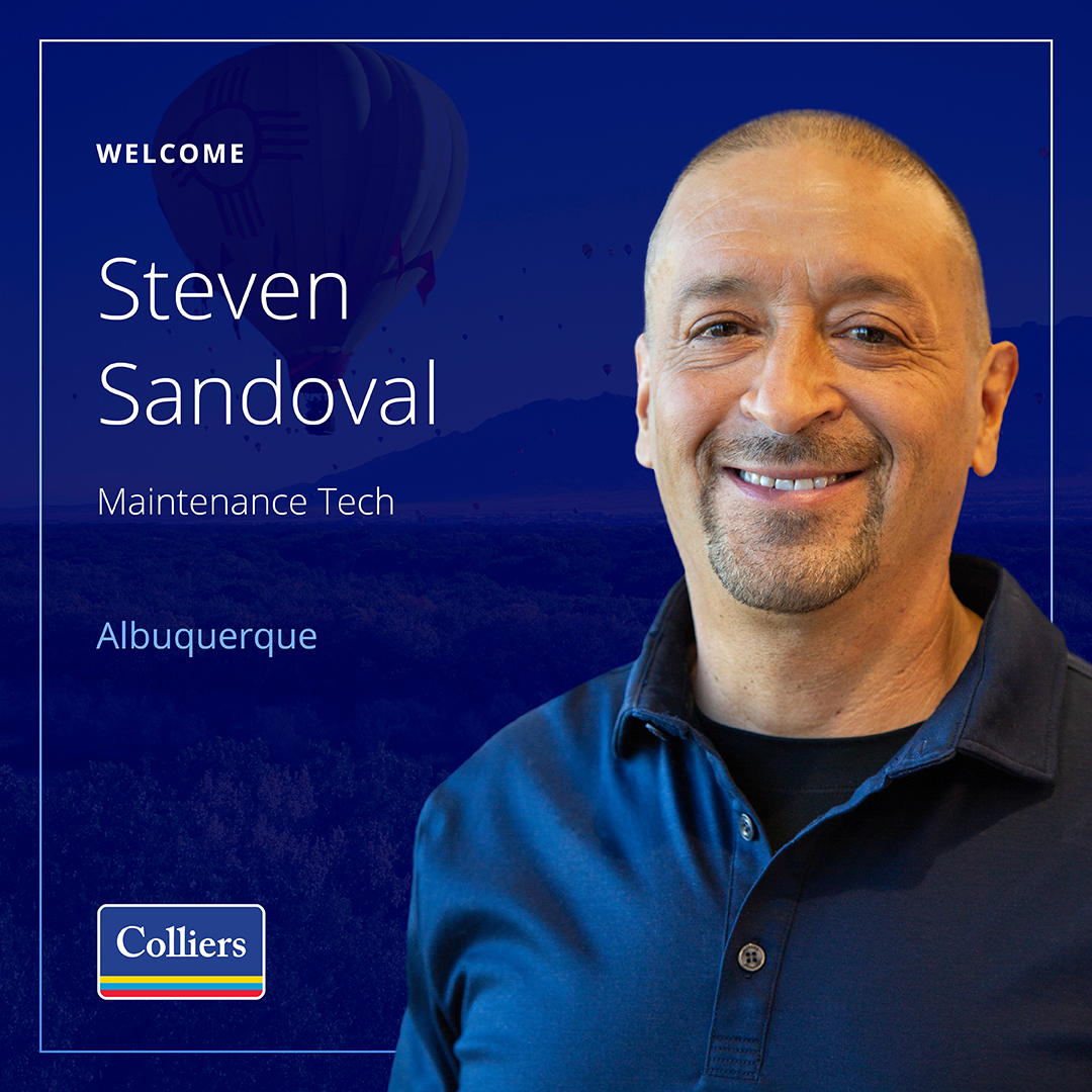 We’re excited to welcome Steven Sandoval to our Property Management Maintenance team. His experience will be a strong asset to our operations—welcome, Steven!

#AcceratingSuccess @‌Colliers_NM