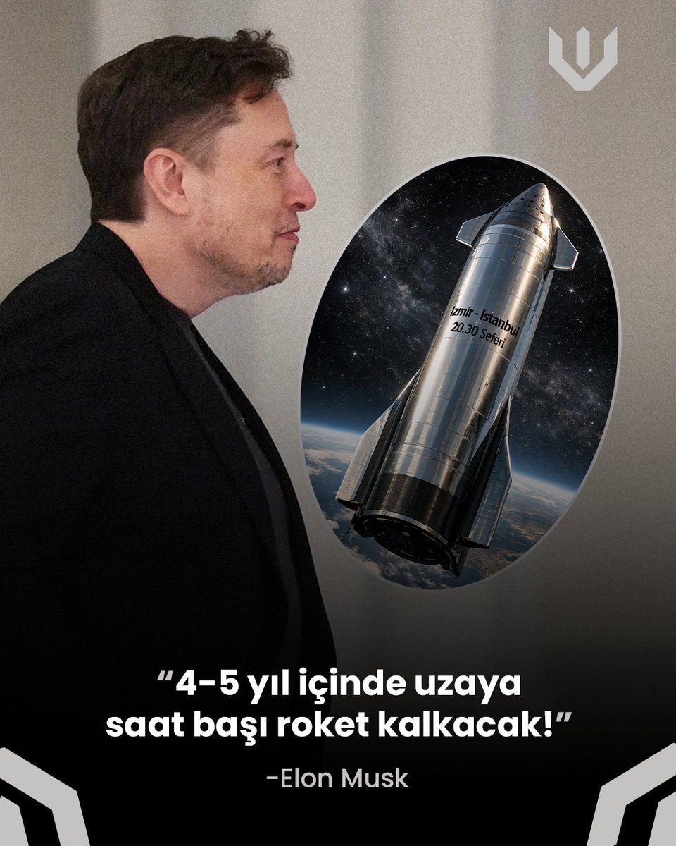 weblejyon's tweet photo. Elon Musk, önümüzdeki birkaç yıl içinde SpaceX Starship roketlerinin saat başı kalkabilecek seviyeye ulaşabileceğini söylüyor.

Bu gelişme yalnızca insanları uzaya daha hızlı ve erişilebilir şekilde taşımakla sınırlı değil; aynı zamanda Dünya içi ulaşımı da kökten değiştirebilecek bir potansiyele sahip.

Starship’in “point-to-point” konseptiyle:

New York – Londra uçuşu yaklaşık 30 dakikaya,
New York – Sydney uçuşu ise yaklaşık 60 dakikaya kadar düşebilir.

Yani teoride, bugün saatler süren kıtalararası uçuşlar, roket teknolojisi sayesinde ultra hızlı ve daha “exclusive” bir ulaşım modeline dönüşebilir.

Peki asıl soru şu:

Teknoloji gerçekten bu hızda ilerleyebilir mi, yoksa bu vizyon hâlâ fazlasıyla iddialı mı?