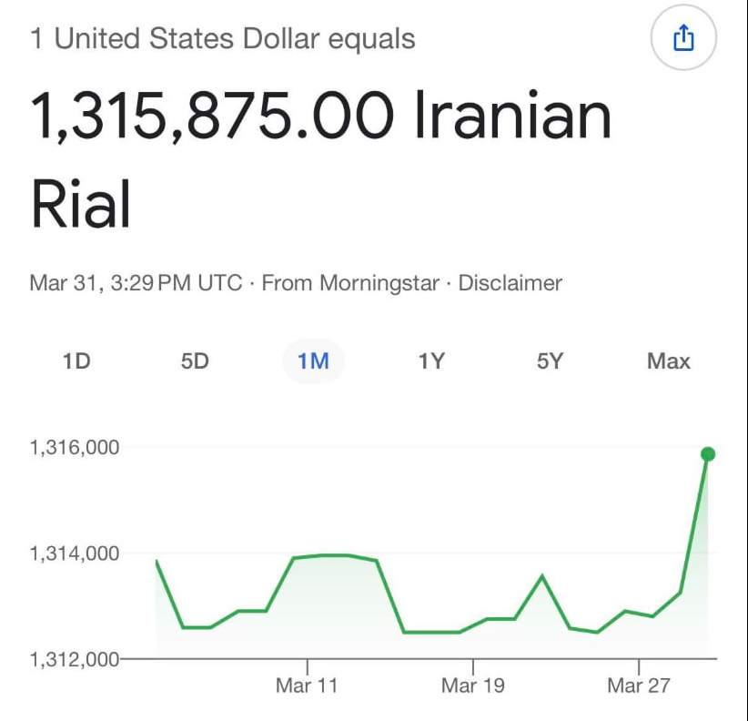 JoshRincon11's tweet photo. 🚨BREAKING: Iran's currency has now completely collapsed. With $760 USD you considered a BILLIONAIRE in Iran. 😳🙉 https://t.co/g09I1mbXNr