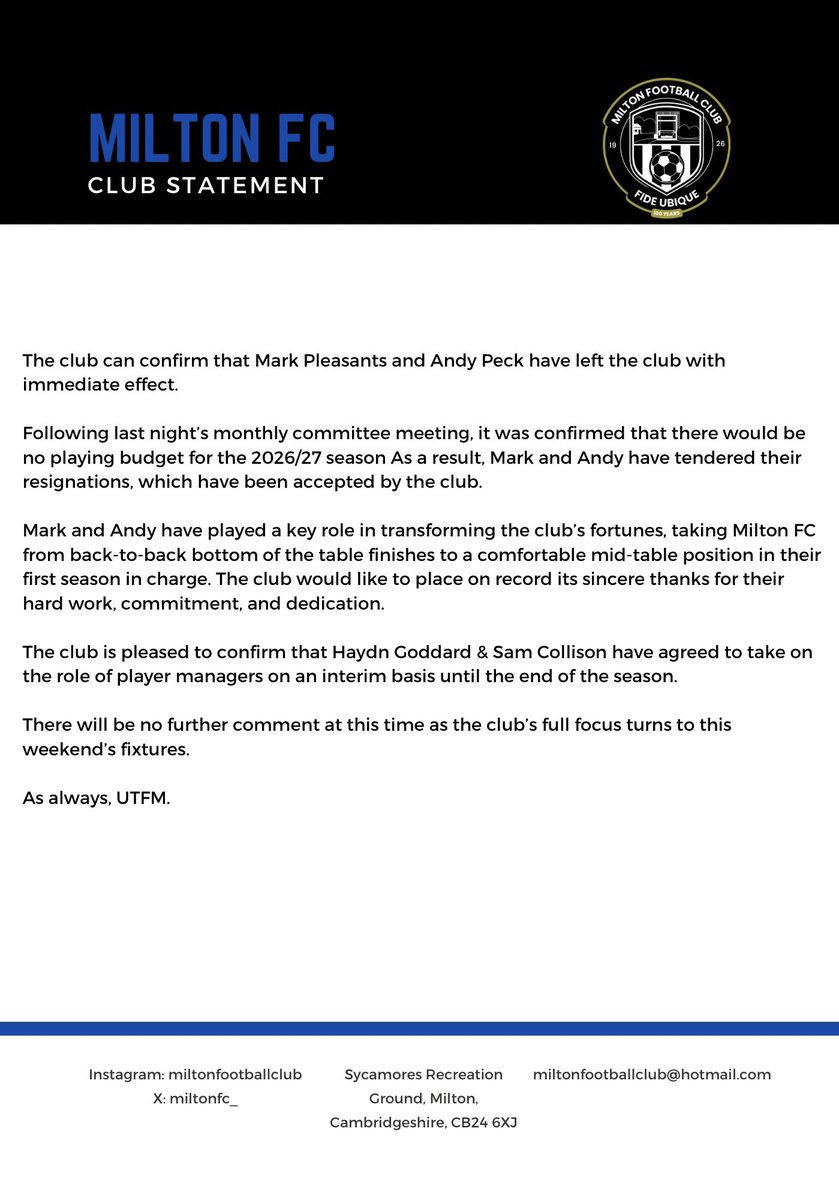 Milton Football Club tweet media