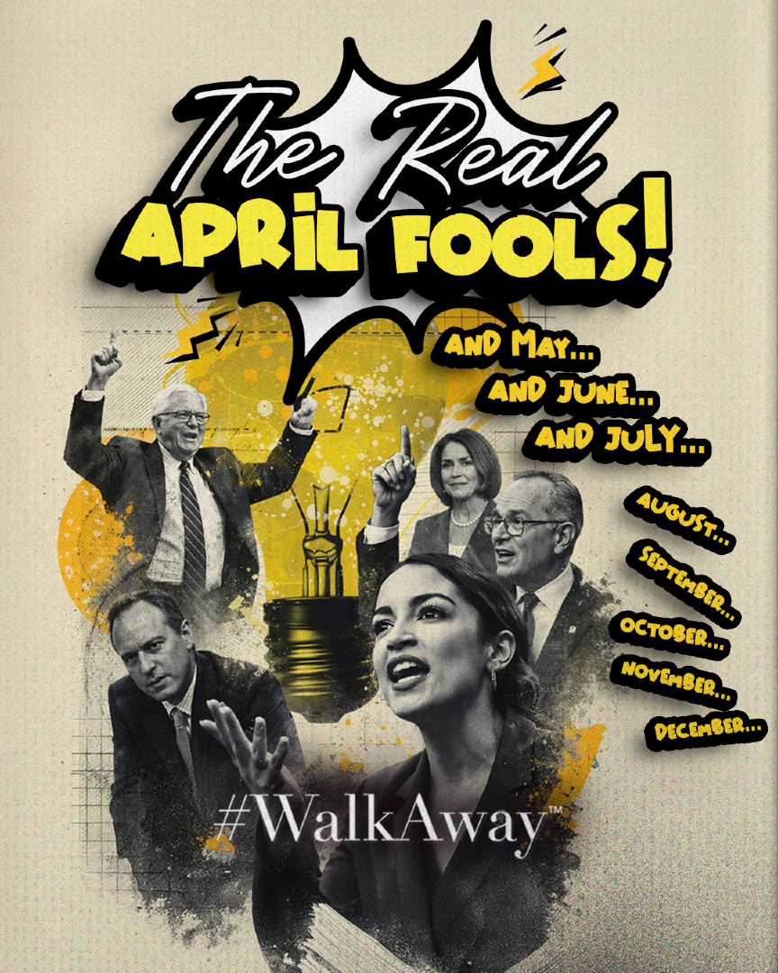 RealWalkAway's tweet image. THE REAL APRIL FOOLS 🤡

All year. Every month. Every day. At some point… it stops being funny.

We tried not to do this… but we couldn’t help it 😅

Who are we missing on the clown roster? 👀 Happy April Fools Day, Patriots! 🇺🇸

#WalkAway