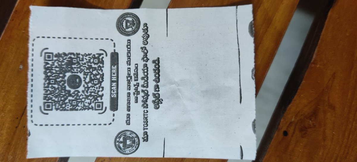 SRINIVAAS4's tweet photo. @TGSRTCHQ  as this barcode is provided to get updates to commuters  from TGSRTC social media .But at the time printing this barcode is not printed https://t.co/5Mj7rS8uNO look in to this urgently and provide addl facilities to commuters with clear printing of barcode back side https://t.co/5OOhwCnjTZ