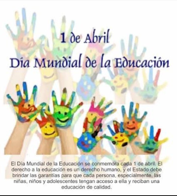 El derecho a la Educación es un derecho de la humanidad.
1 de abril día Mundial de la Educación.
#EducaciónPrimeroDeEnero
#CubaMined
#LatirAvileño