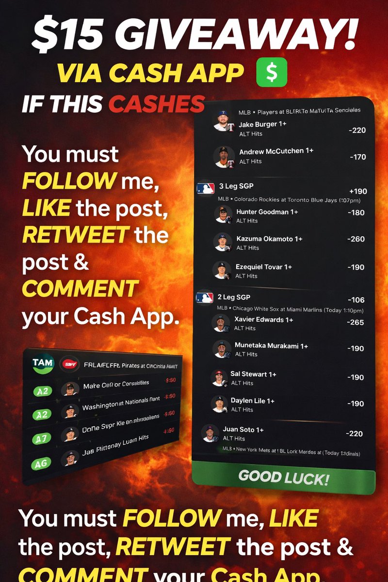 🚨MLB HITS GIVEAWAY🚨

Ya’ll know what to do

📊 <a href="/SmartPicksPro/">SmartPicks⚡️</a> 

#GamblingX #GamblingTwitter #GamblingCommunity