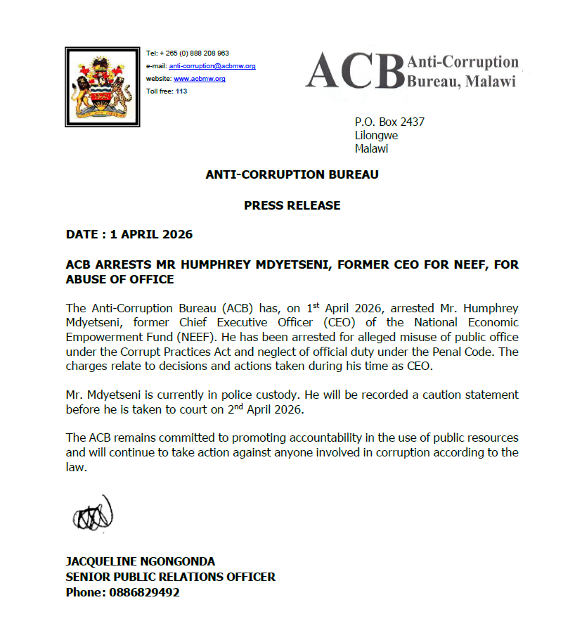 Anti-Corruption Bureau Malawi tweet media