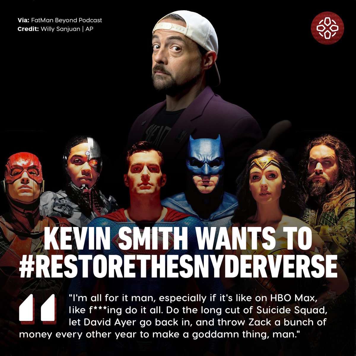 Kevin Smith is a real one 
#RestoreTheSnyderVerse