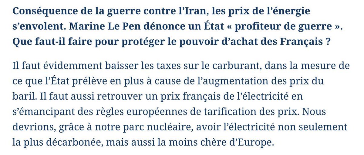 mbompard's tweet image. Le RN veut un gazole à 2,15 euros le litre, Bardella l'avoue.

La baisse des taxes qu'il propose consiste seulement à annuler la TVA supplémentaire récupérée sur la hausse des prix, soit 20 % de la hausse. Cela donne un prix du gazole à 2,15 euros le litre si les multinationales