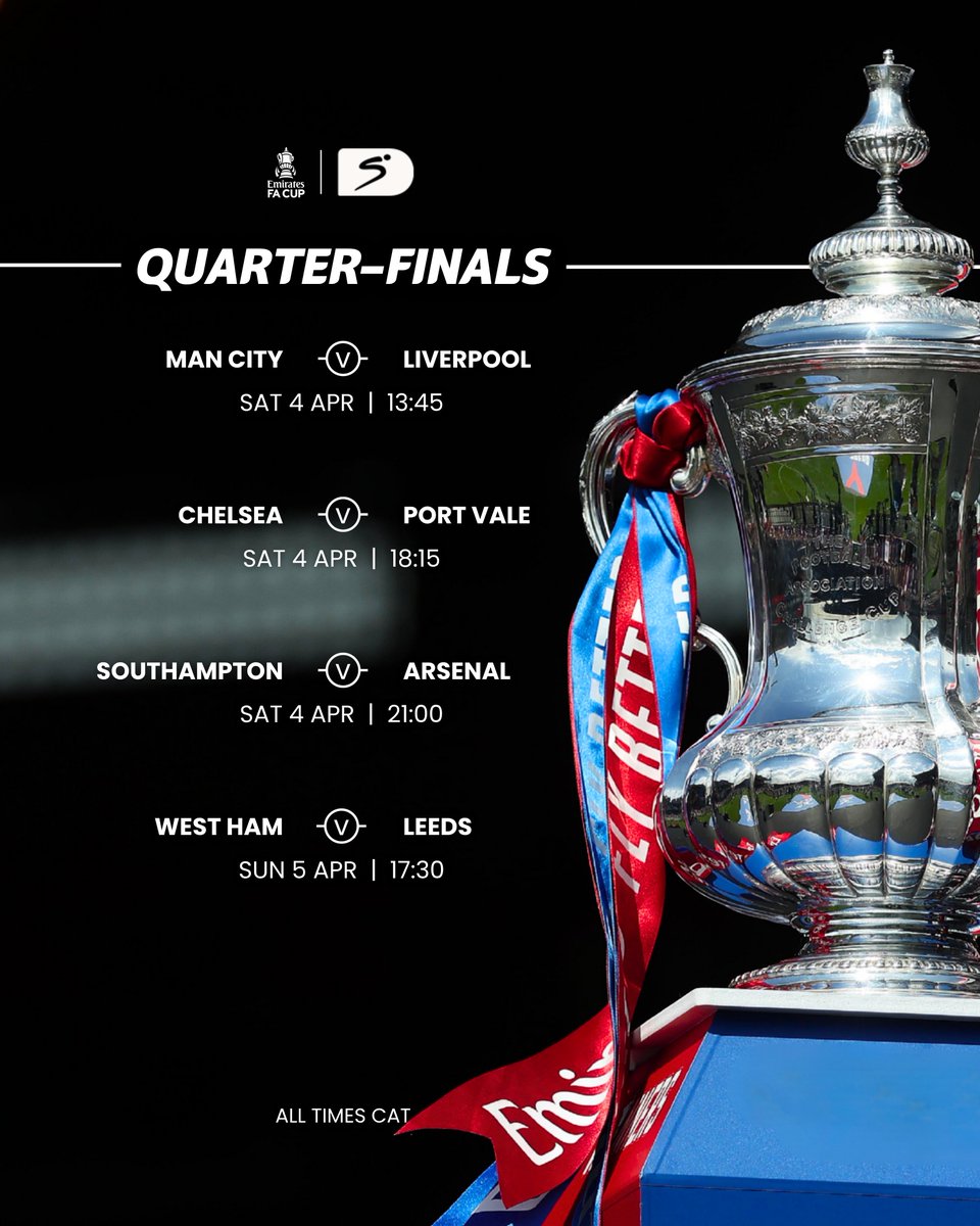 SSFootball's tweet photo. Semi-final spots are for the taking this weekend in the Emirates FA Cup ๐
#SSFACup https://t.co/QtU3DpMhjT