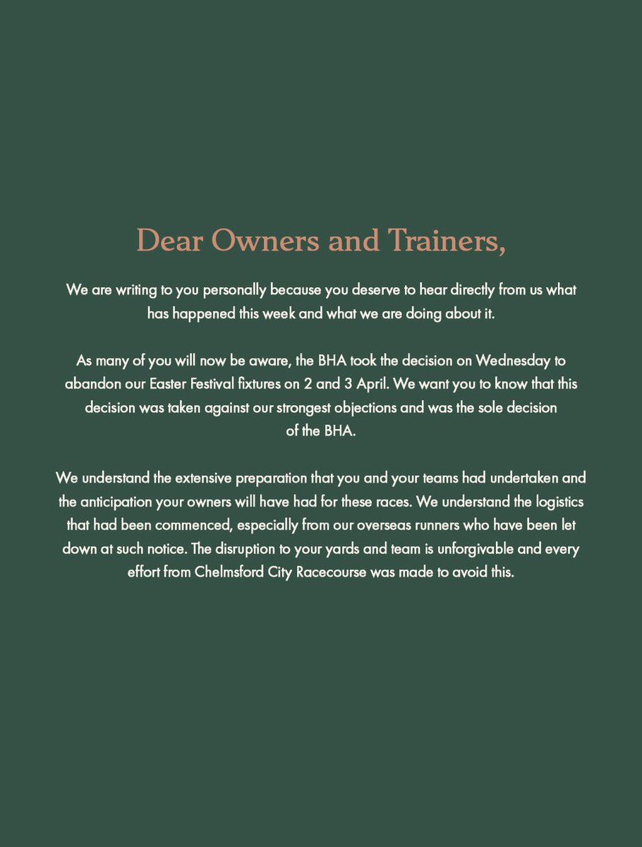ChelmsfordCRC's tweet photo. Dear Owners and Trainers https://t.co/d8cM2bv4Fk