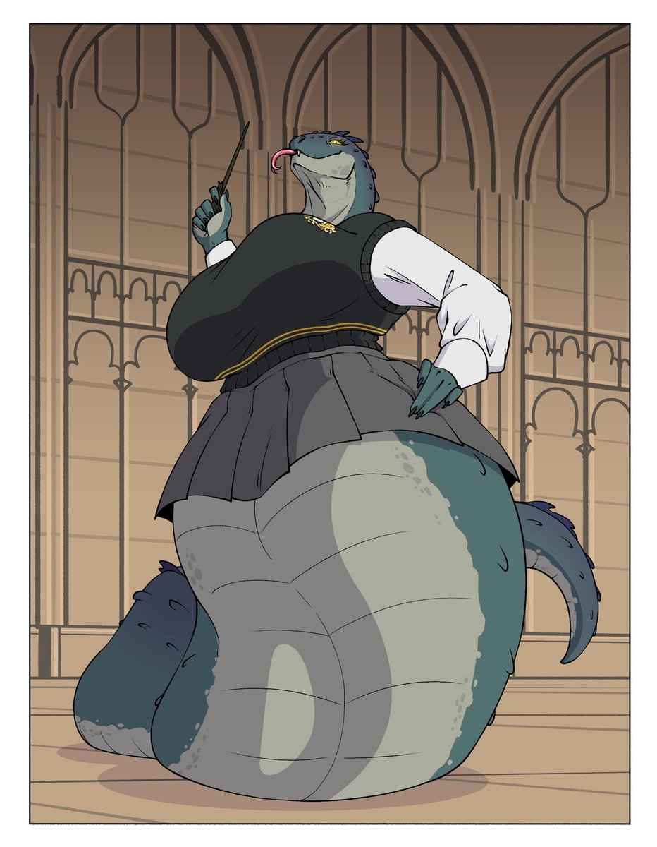 I was watching the TV the other day and Harry potter and the chamber of commerce was on. I got to thinking that I have never drawn the basilisk so I figured out that I should. 

pic of the Basilisk trying on her old school uniform 🐍