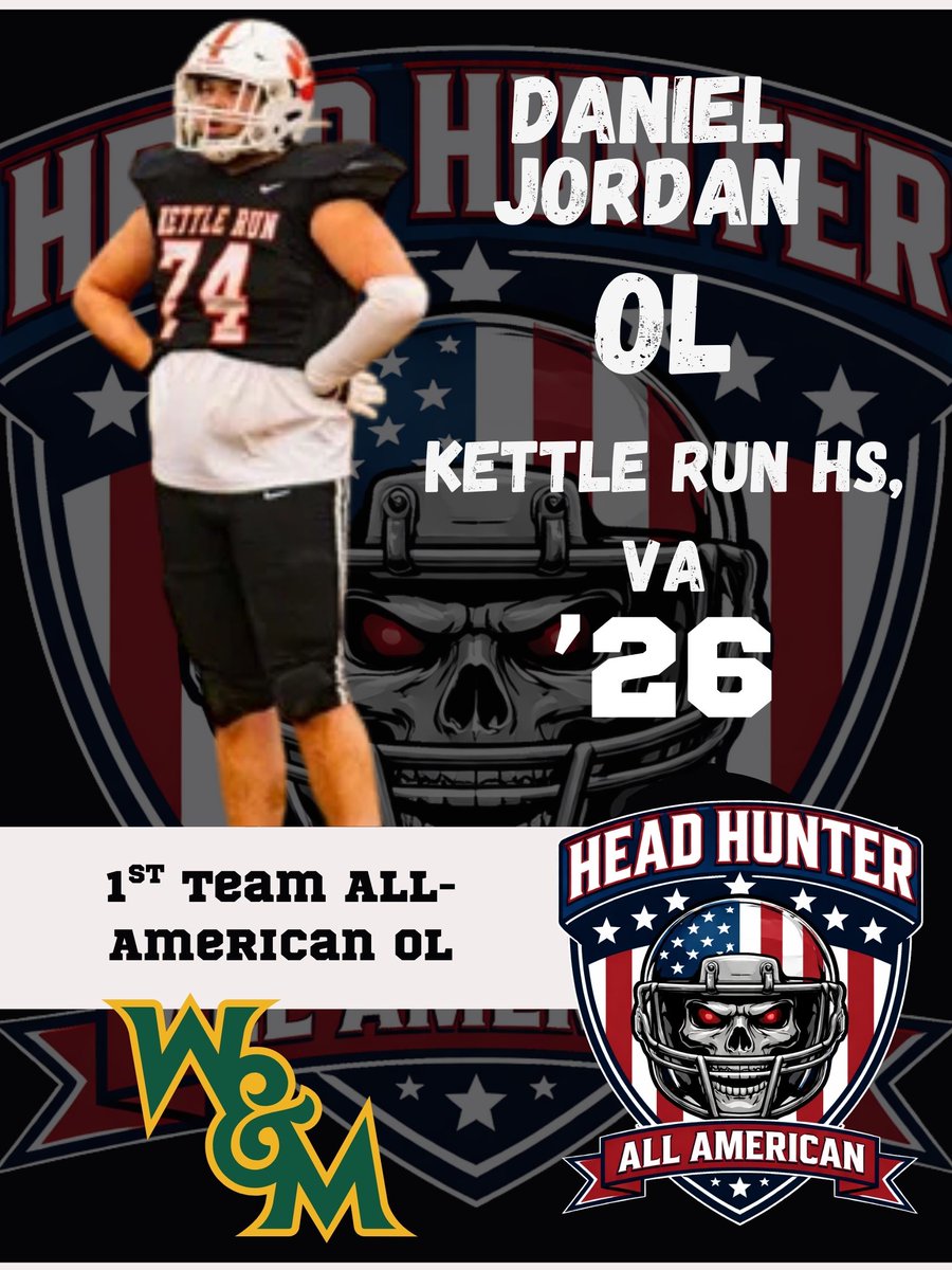 CoachZackGoodFB's tweet photo. Head Hunter All-American OL 1st Team: 

@DanielDjJordan Commited to W&amp;M
@Wil_tobin '26 Potosi HS, WI
@brian_reitano '27 Central Catholic, MA
@ZacharyVeale '26 Commited to DePauw
@nick_ortiz_65 '26 Commited to Valpo https://t.co/Efd6i7k6Iz