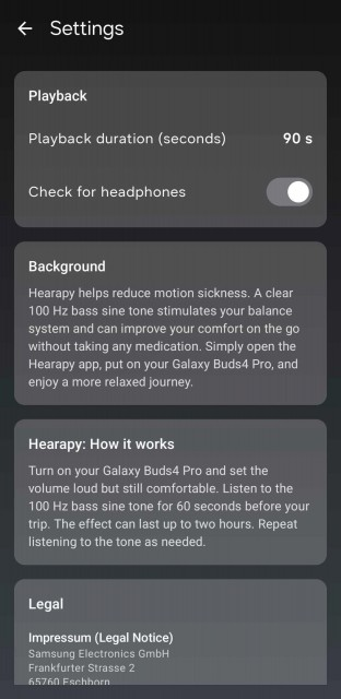 Carlos_Vassan's tweet photo. Si te mareabas en el coche o el avión, Samsung encontró una solución: Hearapy 🙌🏼
Una app para reproducir un tono a una frecuencia de 100 Hz durante 60 segundos, estimulando el equilibrio y la sensación de comodidad 😱
Su efecto dura aproximadamente dos horas y es compatible con casi cualquier auricular pero recomiendan usarlo en sus Galaxy Buds 4 Pro para mejor efecto