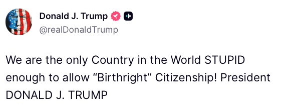 RTB_io's tweet image. UPDATE: Trump criticizes birthright citizenship, calling the U.S. “stupid” for allowing it. #Trump #Citizenship #SCOTUS