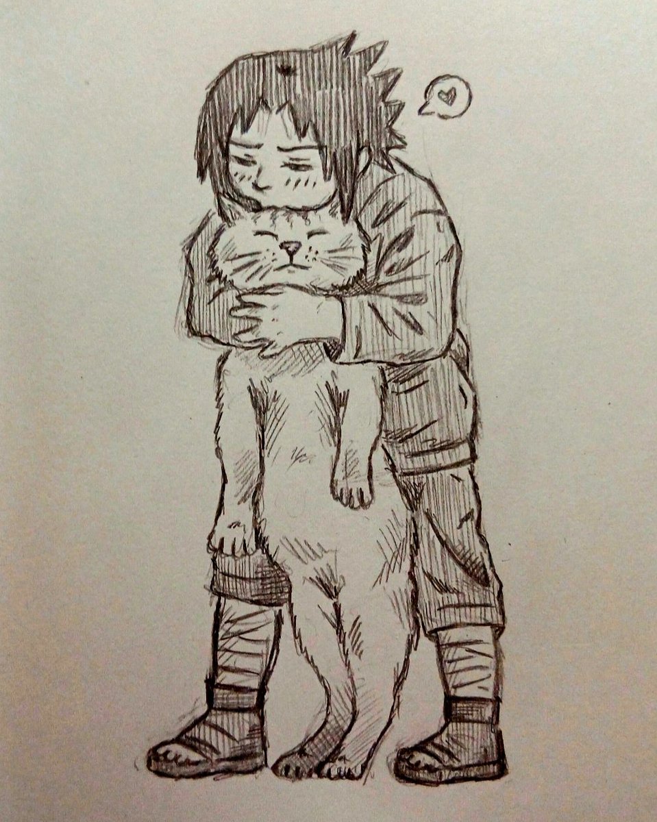 cultofsasuke's tweet photo. guyz do you like my doodle of baby sasuke hugging a cat https://t.co/Hv11SznfoS