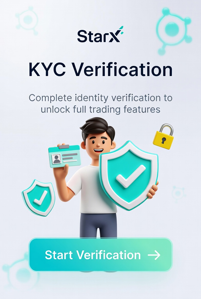 DanielPark1981's tweet image. 🚀 StarX KYC is now live!

Complete your identity verification to unlock full trading features on StarX.

Deposit, withdraw, and trade without limits once KYC is approved.

Tap "Start Verification" and get it done in minutes! ⏱️

#StarX #KYC #CryptoTrading