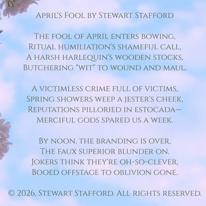 TheVorbing's tweet photo. @IcelandFoods April's Fool, my latest poem.
https://t.co/EcQXcsqtQI
#poem #poems #poetry #poet #poets #poetrylovers #poetrychallenge #poetrycommunity #AprilFools_Day #April_Fool #aprilfools #aprilfoolsday #AprilFools_ #AprilFoolsFlashback #joker #jester #practicaljokes #humillación #prank https://t.co/JkWg9Hq2dR