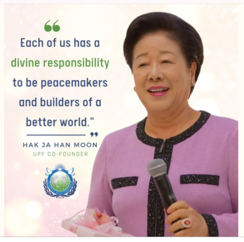 ukUPF's tweet photo. Dr. Hak Ja Han, Co-Founder of the Universal Peace Federation, cited in a public 2026 Nobel Peace Prize nomination for her decades of work in peacebuilding, interfaith dialogue, humanitarian service, and international cooperation. See https://t.co/gqQgqKXMnh #Peacebuilding #UPF https://t.co/I22IbCK9ED