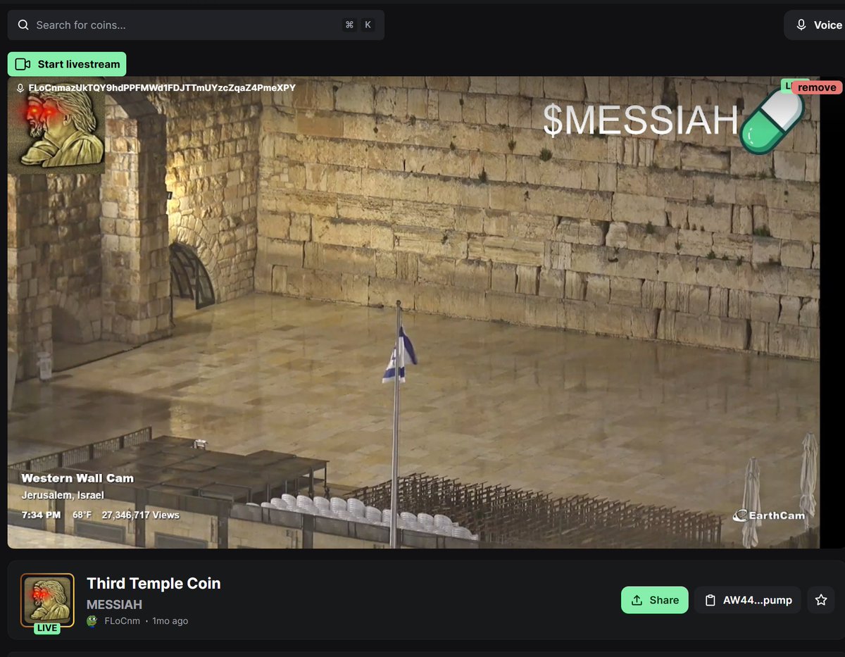 THIRD TEMPLE LIVESTREAM IS BACK ONLINE

STAND BACK AND STANDBY FOR EASTER SHENANIGANS $MESSIAH