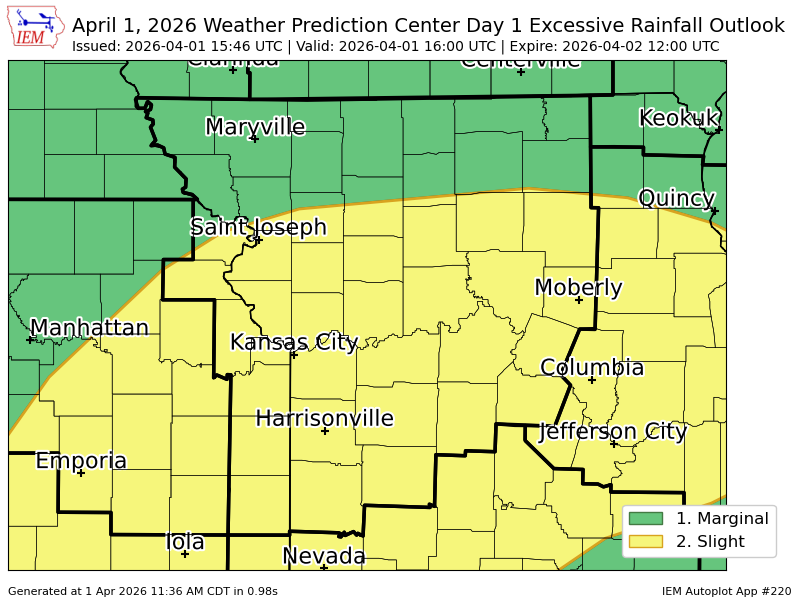 WPC issues Day 1 Slight Risk Excessive Rainfall Outlook at Apr 1, 15:46z for EAX wpc.ncep.noaa.gov/qpf/excessive_…