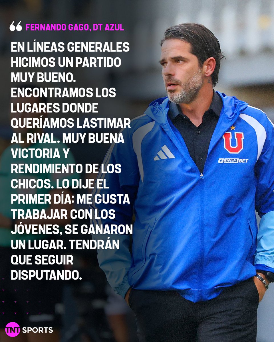 TNTSportsCL's tweet photo. ✔️🔵🔴 ¡Aplaude el aporte de los jóvenes!

Tras la victoria de #LaU por 3-1 ante Audax Italiano por la #CopaDeLaLiga2026, Fernando Gago, DT de los Azules, destacó la labor de los juveniles que debutaron en el Romántico Viajero: Lucas Barrera, Vicente Ramírez y Matías Riquelme.

¿Qué te pareció el estreno de los canteranos? 👇