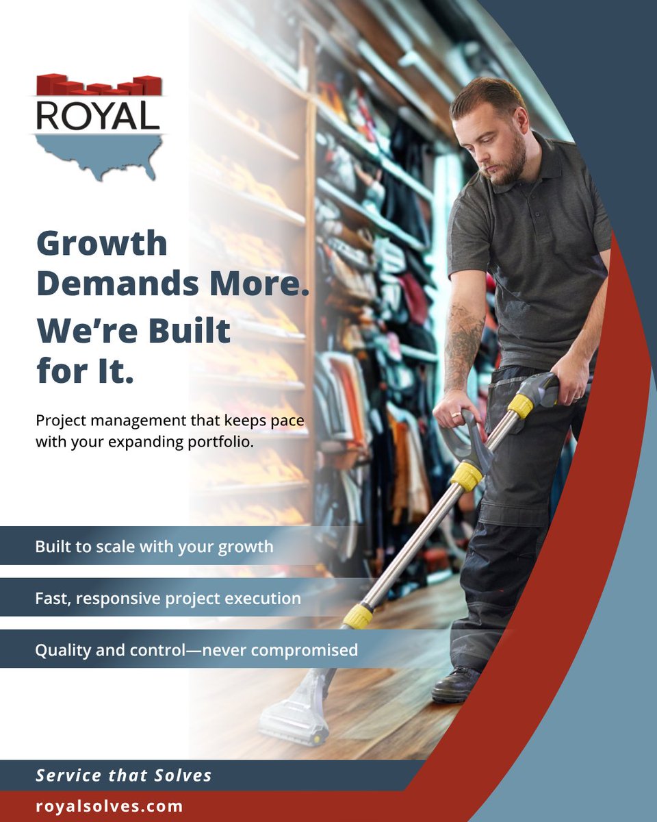 RoyalSolves's tweet image. Project Management That Scales With Your Growth.

As your portfolio evolves, ROYAL evolves with you. Our project management structure is built to support expansion without sacrificing responsiveness, quality, or control.

#ScalableSolutions #FacilitiesGrowth #ProjectLeadership