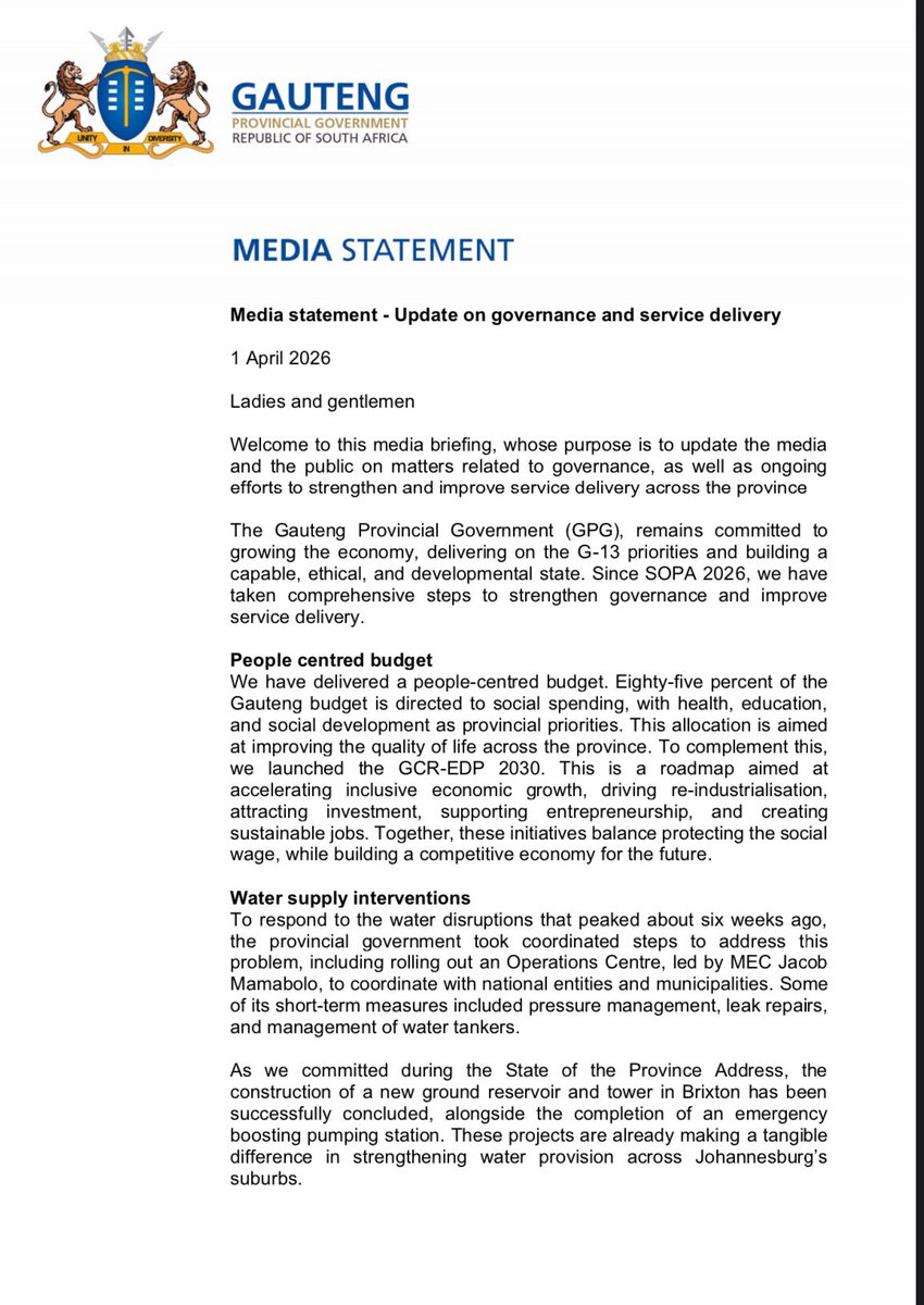 Gauteng Provincial Gov tweet media